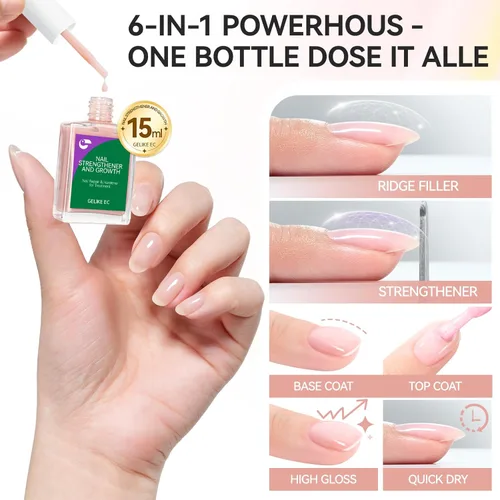Vista 4 de Fortalecedor de uñas y crecimiento para uñas dañadas: rosa nude, endurecedor de uñas de proteína de 0.5 fl oz, extra fuerte y crecimiento para uñas