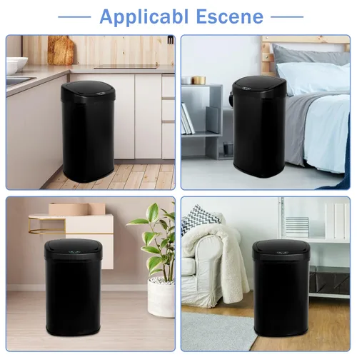Vista 7 de Bote de basura automático de 13 galones, con sensor de movimiento y sin tacto, de acero inoxidable cepillado con tapa, diseño silencioso, cubo