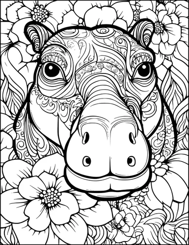 Vista 6 de Animals & Flowers Adult Coloring Book Mandala Style Floral Designs with Exotic Wild Animalz