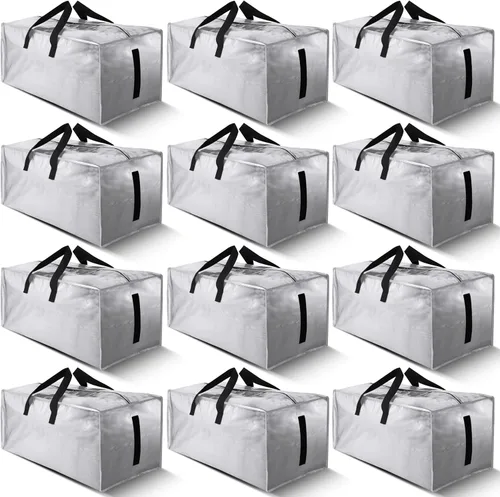 Vista 17 de HOMESURE Paquete de 4 bolsas de mudanza grandes y fuertes con cremalleras y asas de transporte, resistente al agua, bolsa de almacenamiento