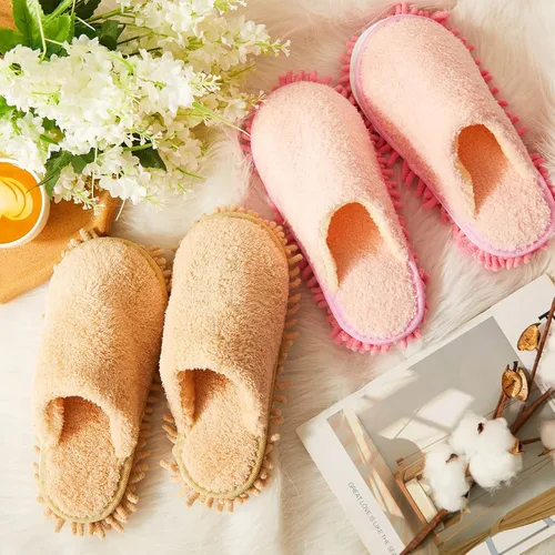 Vista 4 de 2 pares de pantuflas de microfibra para limpieza del suelo, de felpilla, de limpieza lavables, de limpieza del hogar, herramientas de limpieza