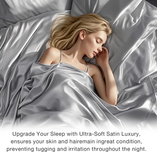 Vista 3 de HENGWEI - Juego de sábanas de satén, tamaño Cal King, 4 piezas sedosas con bolsillo profundo, juego de ropa de cama suave de lujo, transpirable