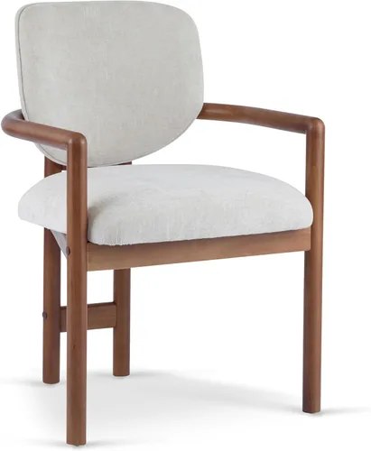 Vista 7 de Dining Chairs Set of 2 Upholstered Arm Chairs, Rubber Wood Accent Chairs for Dining Table, Desk Chair and Table & Chair Sets, 300 LBS Weight Beige