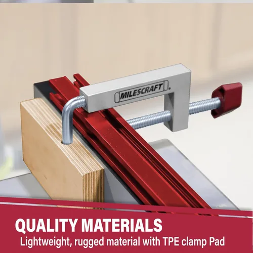 Vista 4 de Milescraft 4009 - Abrazaderas para vallas - 2 unidades de abrazaderas universales con barra de 3/8" para escuadradoras, sierras de inglete, mesas