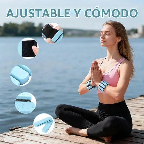 Vista 6 de Pesas de tobillo de muñeca para mujeres y hombres, 2 libras/par, pesas ajustables para brazos, piernas, pilates, pulseras con peso para gimnasio