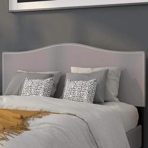 Vista 16 de Flash Furniture Bedford - Cabecero de cama doble tapizado con ribete de uñas en tela beige