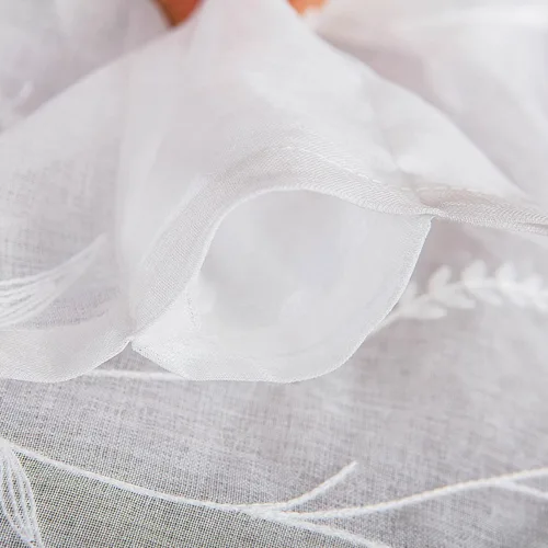 Vista 2 de VOGOL - Volante de bolsillo con diseño liso para barra, cortinas transparentes para ventanas de la cocina, volantes con paneles bordados para Borlas