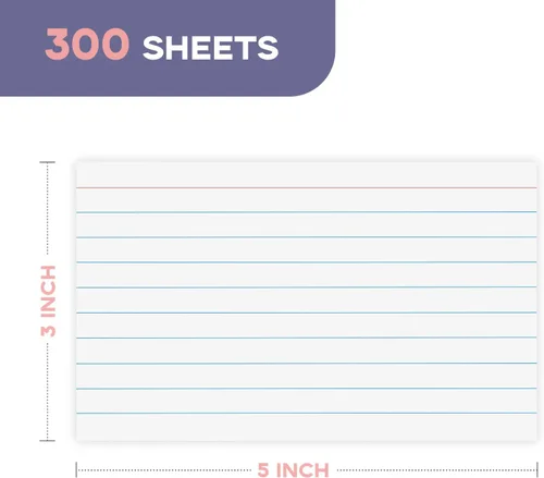 Vista 2 de Goefun - 300 tarjetas de índice con rayas de 3 x 5 pulgadas, tarjetas de notas con rayas blancas de 3 x 5 para estudiar, tomar notas y lista