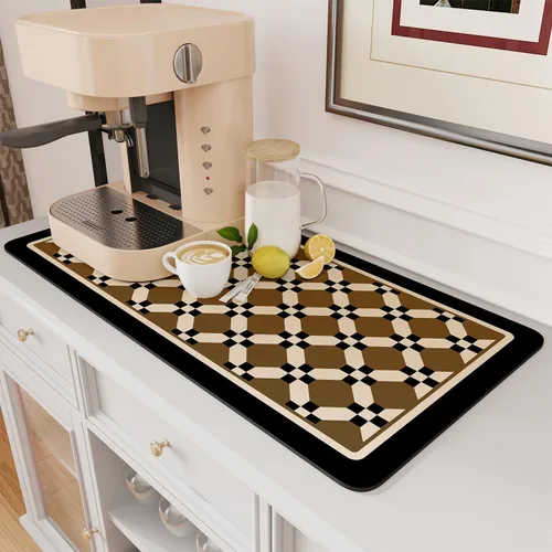 Vista 19 de AMOAMI Tapete de café absorbente con parte trasera de goma para secar platos para encimera de cocina, accesorios de bar para debajo de la cafetera