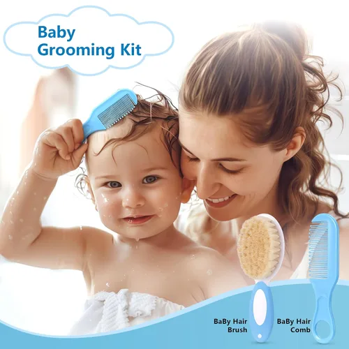 Vista 7 de Megainvo Kit de aseo para bebé, kit de cuidado de 24 piezas, juego de recortador de uñas para bebé con luz, kit de cuidado esencial para recién