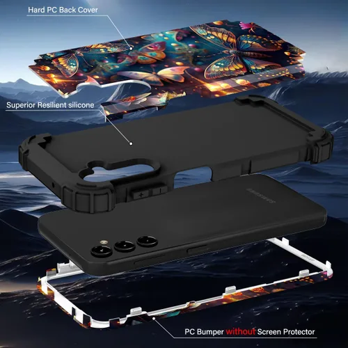 Vista 6 de TEECOVER Funda para Samsung Galaxy A14, resistente a prueba de golpes de servicio pesado, protección completa, parachoques de plástico duro + funda