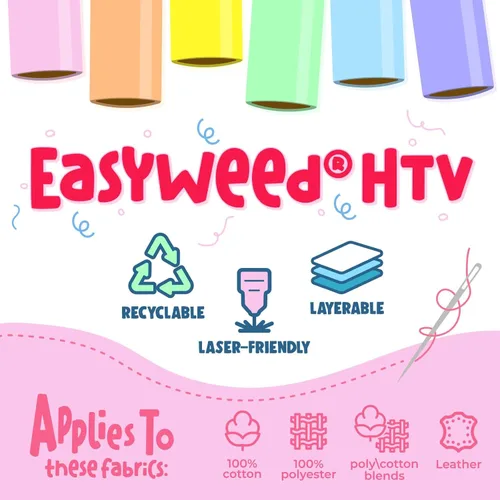 Vista 6 de Siser EasyWeed HTV - Rollo de vinilo de transferencia con plancha de calor (11.8 pulgadas x 15 pies)