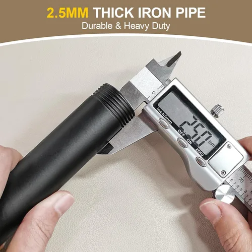 Vista 4 de Estantería industrial de tubería de hierro para montaje en pared (sin tablón): estantería abierta de bricolaje de 5 niveles - Estantes