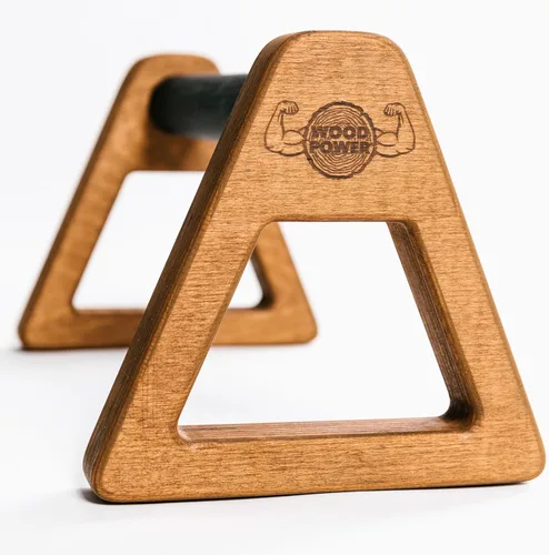 Vista 3 de WOODPOWER® - PowerBars, Barras de empuje de parallettes de madera, equipo de calistenia de madera de haya resistente a las articulaciones