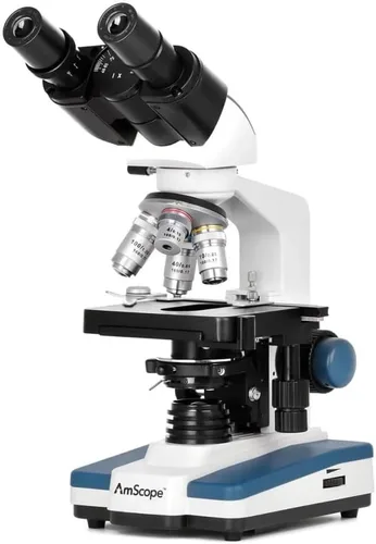 Vista 9 de AmScope B120C Siedentopf microscopio binocular compuesto, aumento de 40X-2000X, iluminación LED, condensador Abbe, plataforma mecánica de doble capa.
