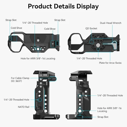 Vista 2 de SmallRig Kit de jaula para cámara A7 III / A7R III para Sony Alpha 7 III/Alpha 7R III, jaula completa con mango superior para ARRI y abrazadera