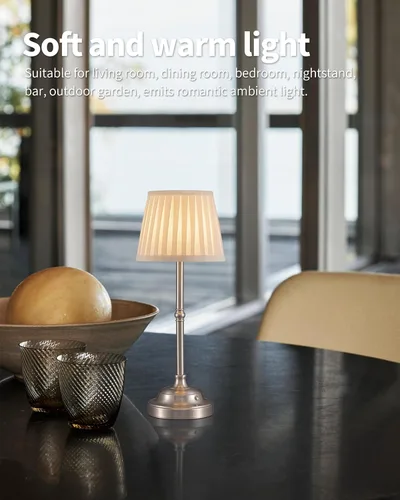 Vista 3 de KDG Juego de lámparas de mesa LED inalámbricas de 2, lámparas de escritorio portátiles con pantalla de tela, batería recargable de 4000mAh