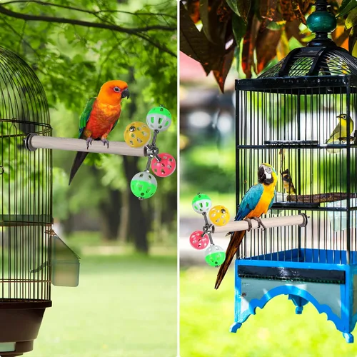 Vista 4 de Teniinet Juguete de perca de pie con bolas giratorias para pájaros, 1 Para pájaros, periquitos, periquitos, cacatúas, loros, periquitos, conures