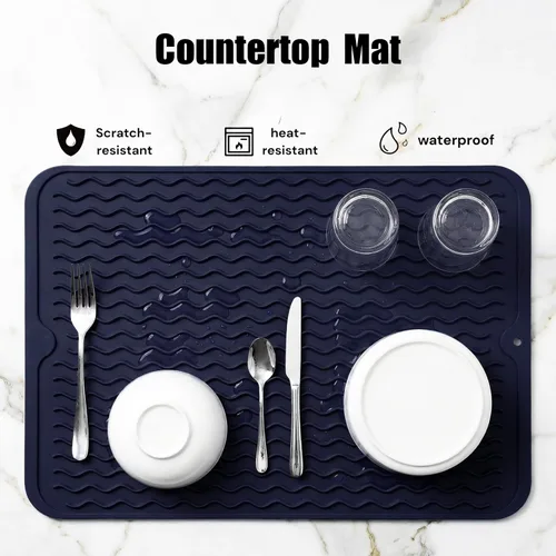 Vista 1100 de MicoYang Alfombrilla de Silicona para Secar Platos de Múltiples Usos, Fácil de Limpiar, Ecológica, Alfombrilla de Silicona Resistente al Calor