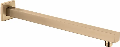 Vista 10 de Brazo de ducha cuadrado con brida en latón cepillado de 16 pulgadas montado en la pared, brazo de extensión de cabezal de ducha tipo lluvia, acero