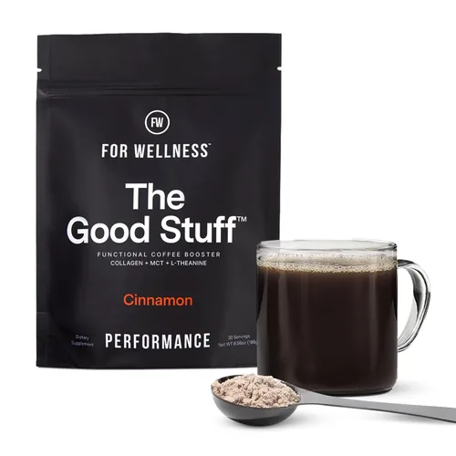 The Good Stuff | Potenciador de café de canela | Crema de café saludable para concentración y energía | Keto, crema en polvo no láctea con aceite