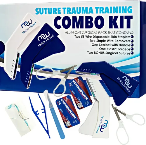 Kit Completo de Entrenamiento de Sutura Matrix Wizard - Hilo de Sutura con Aguja, Engrapadora Desechable, Herramientas de Entrenamiento Más