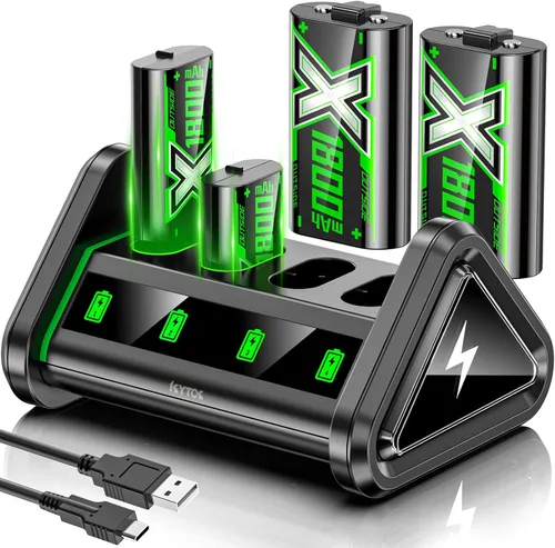 Kytok Paquete de baterías recargables cargador de batería compatible con Xbox OneSeries XSXbox Elite 4 x 1800 mAh controlador de batería de repuesto