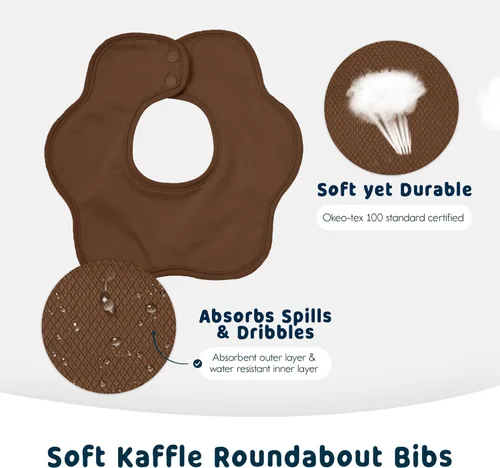 Vista 5 de Tiny Twinkle Roundabout Baberos de baba – 360 baberos giratorios impermeables y absorbentes para dentición