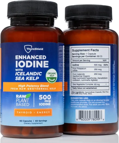 Vista 9 de ThyroShield Suplemento de yodo – 500 mcg puro y crudo de yodo de alimentos integrales, yoduro de potasio, algas marinas islandesas y minerales traza