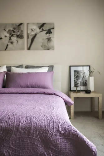 Vista 3 de Mezzati Juego de cubrecama Rosa coral - Colección Prestige - Funda de edredón - Juego de cama de microfibra cepillada - Juego de cama de 3 piezas