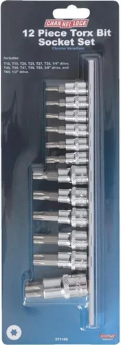 Vista 2 de Channellock Productos 1/4", 3/8", 1/2" Drive 6-Point Torx Bit Socket Set (12 piezas)