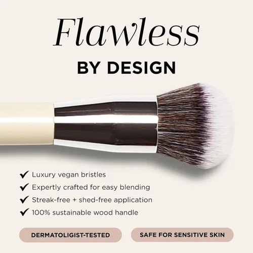 Vista 4 de HALEYS Beauty Kabuki - Brocha de maquillaje + 6 mini juego de base para tinte de piel, brocha de mezcla para polvo, base, bronceador, rubor