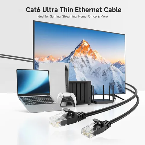 Vista 2 de Cable Matters - Cable Ethernet Cat 6 sin enganches de 10 Gbps, cable Ethernet corto de 1 pie, perfil delgado, cable Cat 6, cable Ethernet delgado