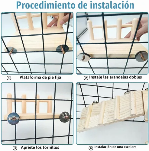 Vista 7 de Hamiledyi 13 piezas de juguetes para loros con columpio, mordedores, perchas para pájaros, plataforma con escalera de escalada y accesorios