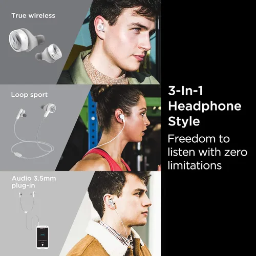 Vista 2 de Motorola Tech - Auriculares inalámbricos inteligentes 3 en 1 3 en 1, auriculares inalámbricos, cable deportivo, enchufe de audio, IPX5, micrófono