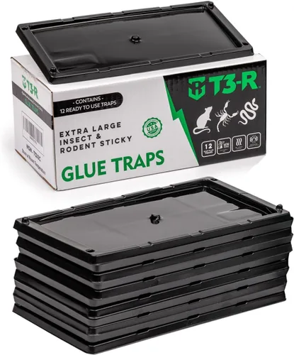 T3-R Trampas adhesivas para insectos extra grandes (paquete de 12) - Tablas de pegamento para ratones e insectos - Trampas de pegamento desechables