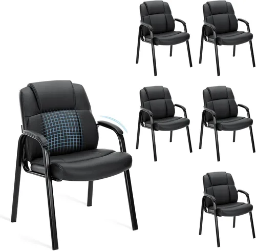 Vista 11 de OLIXIS Silla de oficina para sala de espera, escritorio de cuero, recepción, sillas laterales estacionarias para invitados con brazos acolchados