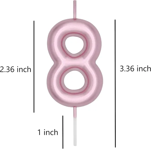 Vista 12 de DERVENTA Vela con números de 2.36 pulgadas, decoración perfecta para cumpleaños, brunch, postre, pastel, 1 pieza (número 0 rosa)