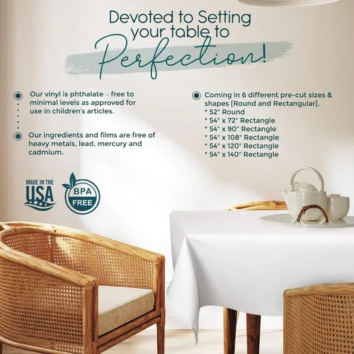 Vista 5 de Protector de mesa de alta calidad, protección superior contra derrames, arañazos y calor, mantel de vinilo reutilizable con respaldo de franela