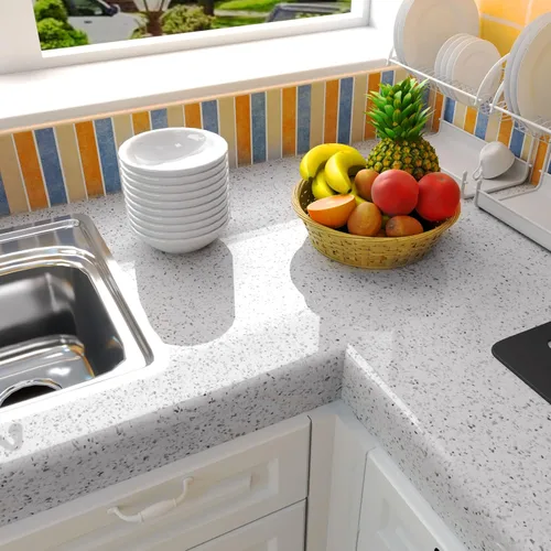 Vista 2 de Papel de mármol brillante para encimeras, papel tapiz para pelar y pegar de granito, diseño de mármol blanco, impermeable, papel autoadhesivo