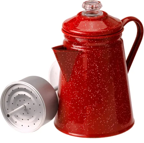 Vista 7 de GSI Outdoors Cafetera de Percolador Hervidor de Café de Esmaltado para Fogata de Acampada, Utensilios de Cocina para Exterior, Cabaña, RV, Cocina