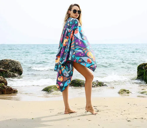 Vista 199 de 4Monster Toalla de playa de microfibra de secado rápido, toalla de viaje ligera súper absorbente para nadadores, toalla de camping sin arena