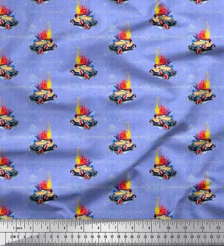 Soimoi The Yard - Tela de algodón azul para manualidades, 42 pulgadas de ancho