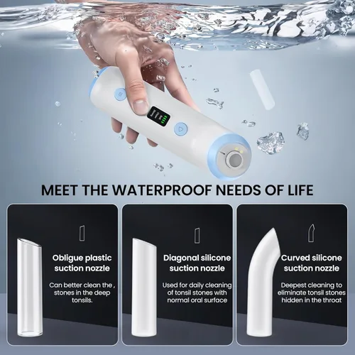 Vista 6 de Removedor de piedras amígdalas con cámara, kit electrónico de eliminación de piedras amígdalas con luz LED, 3 niveles de succión, combate el mal