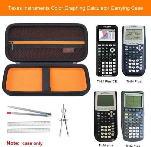 Vista 2 de Elonbo Funda de transporte para calculadora gráfica a color Texas Instruments TI-84 Plus CE/TI-84 Plus/TI-83 Plus/TI-83 Plus CE, bolsillo de malla