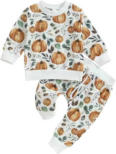 Vista 10 de TheFound Conjunto de 2 piezas de sudadera con cuello redondo y diseño de calabaza para Halloween, para Halloween y otoño e invierno