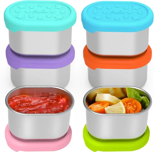 Vista 14 de SOPHICO Recipientes de acero inoxidable de 14 onzas para niños, contenedor de almacenamiento de alimentos con tapa de silicona, lonchera perfecta