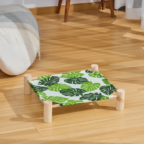 Vista 7 de Cat Hammock Bed - Removable Pet Cot, Wood Elevated Cat Bed, Breathable Sleeping Hammock, Indoor Outdoor Pet Lounge for Home Living Room Apartment