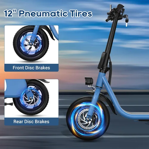 Vista 4 de RIDWIND Electric Scooter with Seat for Adults, 450W Motor Foldable E Scooter for Adults with LCD Display,15.5MPH, 20 Miles Range, Max Load 265LB