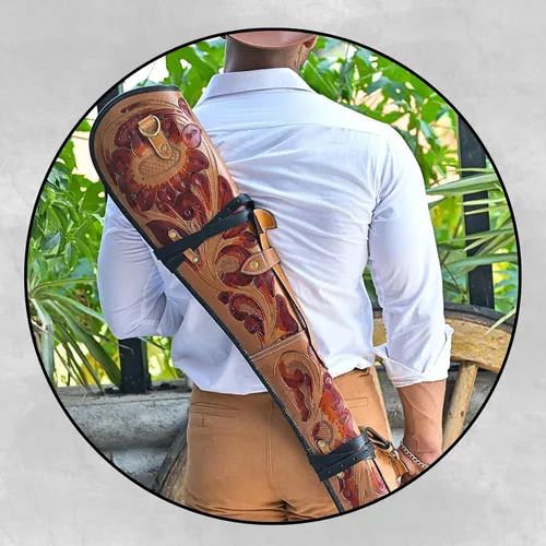 Vista 6 de Hulara 33" Leather Rifle Scabbard Lever Action – Western Handmade Gun Case Full Grain Leather Rifle Case Fits Winchester, Marlin, Henry 16-24